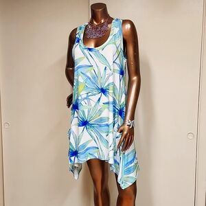 Sandbar Coastal Asymmetrical Hem Dress/Beach Cover up Lg